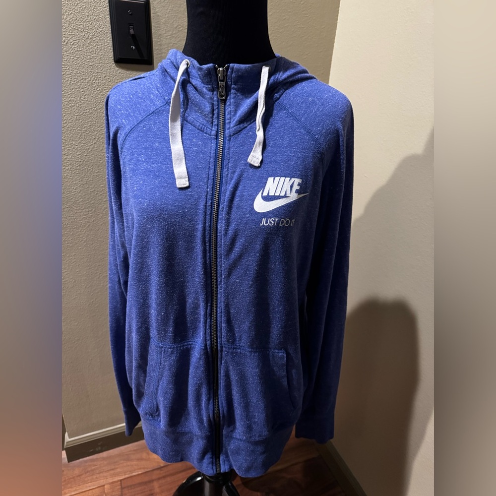 Nike Blue Heathered Full Zip Hoodie Athletic Casual Lightweight Women's Large - Picture 2 of 5